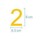 10 Klebezahlen selbstklebend wetterfest: „2“ ( 8 cm hoch, in gelb)