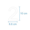 10 Klebezahlen selbstklebend wetterfest: „2“ ( 10 cm hoch, in weiß)
