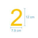 10 Klebezahlen selbstklebend wetterfest: „2“ ( 12 cm hoch, in gelb)