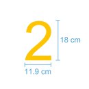 10 Klebezahlen selbstklebend wetterfest: „2“ ( 18 cm hoch, in gelb)