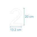 10 Klebezahlen selbstklebend wetterfest: „2“ ( 20 cm hoch, in weiß)