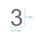 10 Klebezahlen selbstklebend wetterfest: „3“ ( 1 cm hoch, in silber)