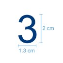 10 Klebezahlen selbstklebend wetterfest: „3“ ( 2 cm hoch, in blau)