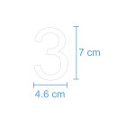 10 Klebezahlen selbstklebend wetterfest: „3“ ( 7 cm hoch, in weiß)