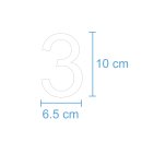 10 Klebezahlen selbstklebend wetterfest: „3“ ( 10 cm hoch, in weiß)