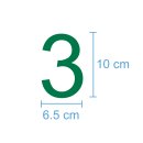 10 Klebezahlen selbstklebend wetterfest: „3“ ( 10 cm hoch, in grün)