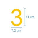 10 Klebezahlen selbstklebend wetterfest: „3“ ( 11 cm hoch, in gelb)