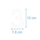 10 Klebezahlen selbstklebend wetterfest: „3“ ( 12 cm hoch, in weiß)