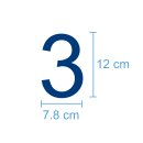 10 Klebezahlen selbstklebend wetterfest: „3“ ( 12 cm hoch, in blau)