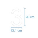 10 Klebezahlen selbstklebend wetterfest: „3“ ( 20 cm hoch, in weiß)