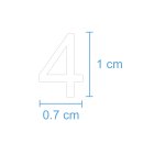 10 Klebezahlen selbstklebend wetterfest: „4“ ( 1 cm hoch, in weiß)