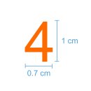 10 Klebezahlen selbstklebend wetterfest: „4“ ( 1 cm hoch, in orange)