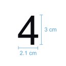 10 Klebezahlen selbstklebend wetterfest: „4“ ( 3 cm hoch, in schwarz)