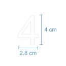 10 Klebezahlen selbstklebend wetterfest: „4“ ( 4 cm hoch, in weiß)