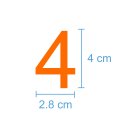 10 Klebezahlen selbstklebend wetterfest: „4“ ( 4 cm hoch, in orange)