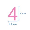 10 Klebezahlen selbstklebend wetterfest: „4“ ( 4 cm hoch, in rosa)