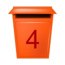 10 Klebezahlen selbstklebend wetterfest: „4“ ( 4 cm hoch, in rot)