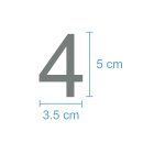 10 Klebezahlen selbstklebend wetterfest: „4“ ( 5 cm hoch, in grau)