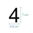 10 Klebezahlen selbstklebend wetterfest: „4“ ( 7 cm hoch, in schwarz)
