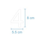 10 Klebezahlen selbstklebend wetterfest: „4“ ( 8 cm hoch, in weiß)