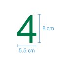 10 Klebezahlen selbstklebend wetterfest: „4“ ( 8 cm hoch, in grün)