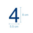 10 Klebezahlen selbstklebend wetterfest: „4“ ( 8 cm hoch, in blau)