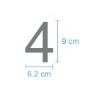 10 Klebezahlen selbstklebend wetterfest: „4“ ( 9 cm hoch, in grau)