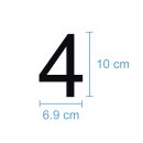 10 Klebezahlen selbstklebend wetterfest: „4“ ( 10 cm hoch, in schwarz)