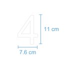 10 Klebezahlen selbstklebend wetterfest: „4“ ( 11 cm hoch, in weiß)