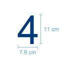 10 Klebezahlen selbstklebend wetterfest: „4“ ( 11 cm hoch, in blau)