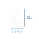 10 Klebezahlen selbstklebend wetterfest: „4“ ( 12 cm hoch, in weiß)