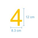 10 Klebezahlen selbstklebend wetterfest: „4“ ( 12 cm hoch, in gelb)