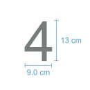 10 Klebezahlen selbstklebend wetterfest: „4“ ( 13 cm hoch, in grau)