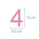 10 Klebezahlen selbstklebend wetterfest: „4“ ( 13 cm hoch, in rosa)