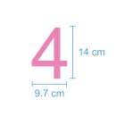 10 Klebezahlen selbstklebend wetterfest: „4“ ( 14 cm hoch, in rosa)