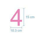 10 Klebezahlen selbstklebend wetterfest: „4“ ( 15 cm hoch, in rosa)