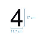 10 Klebezahlen selbstklebend wetterfest: „4“ ( 17 cm hoch, in schwarz)