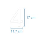 10 Klebezahlen selbstklebend wetterfest: „4“ ( 17 cm hoch, in weiß)