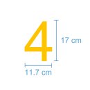 10 Klebezahlen selbstklebend wetterfest: „4“ ( 17 cm hoch, in gelb)