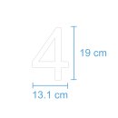 10 Klebezahlen selbstklebend wetterfest: „4“ ( 19 cm hoch, in weiß)