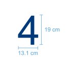 10 Klebezahlen selbstklebend wetterfest: „4“ ( 19 cm hoch, in blau)