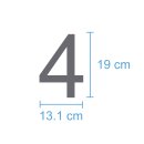 10 Klebezahlen selbstklebend wetterfest: „4“ ( 19 cm hoch, in silber)