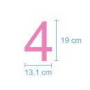 10 Klebezahlen selbstklebend wetterfest: „4“ ( 19 cm hoch, in rosa)