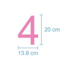 10 Klebezahlen selbstklebend wetterfest: „4“ ( 20 cm hoch, in rosa)