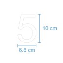 10 Klebezahlen selbstklebend wetterfest: „5“ ( 10 cm hoch, in weiß)