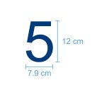 10 Klebezahlen selbstklebend wetterfest: „5“ ( 12 cm hoch, in blau)