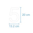 10 Klebezahlen selbstklebend wetterfest: „5“ ( 20 cm hoch, in weiß)