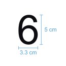 10 Klebezahlen selbstklebend wetterfest: „6“ ( 5 cm hoch, in schwarz)
