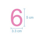 10 Klebezahlen selbstklebend wetterfest: „6“ ( 5 cm hoch, in rosa)