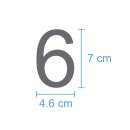 10 Klebezahlen selbstklebend wetterfest: „6“ ( 7 cm hoch, in silber)